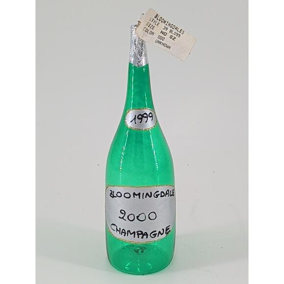 Vintage Bloomingdale Christmas Ornaments Lot Of 3 Champagne Bottle Cat Duck Boot - Picture 2 of 14